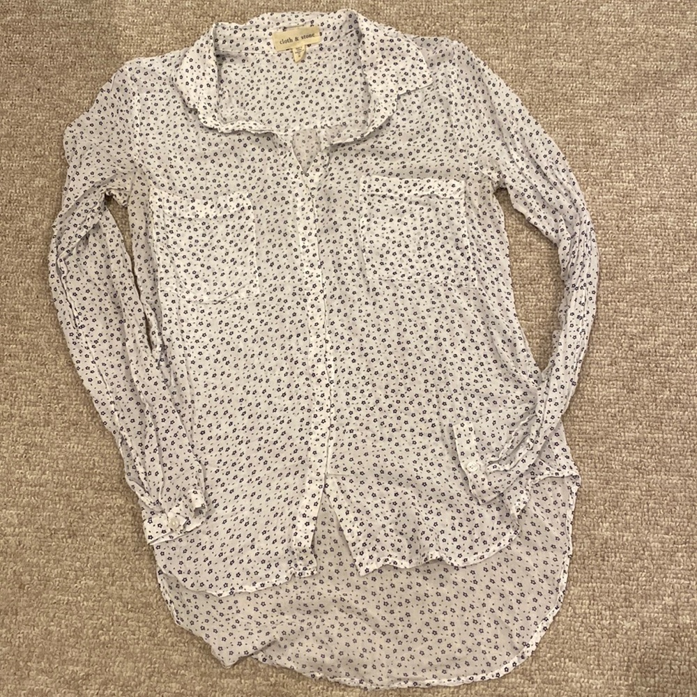 Anthropologie blouse with navy floral print